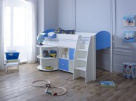 Kids Avenue Eli C Midsleeper Bed Set In White And Blue Thumbnail