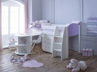 Kids Avenue Eli D Midsleeper Bed Set In White And Lilac Thumbnail