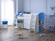 Kids Avenue Eli E Midsleeper Bed Set In White And Blue Thumbnail