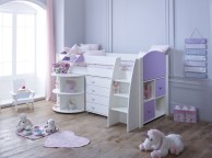Kids Avenue Eli E Midsleeper Bed Set In White And Lilac Thumbnail