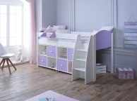 Kids Avenue Eli F Midsleeper Bed Set In White And Lilac Thumbnail