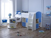 Kids Avenue Eli G Midsleeper Bed Set In White And Blue Thumbnail