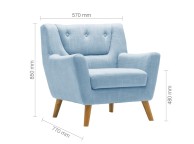 Birlea Lambeth Armchair In Duck Egg Blue Fabric Thumbnail