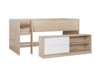 Birlea Leyton 3ft Single White And Oak Finish Cabin Bed Thumbnail