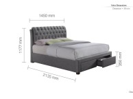 Birlea Valentino 4ft6 Double Grey Fabric Bed Frame with 2 Drawers Thumbnail