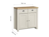 Birlea Highgate Cream And Oak Finish 2 Drawer 2 Door Sideboard Thumbnail