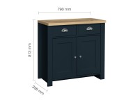 Birlea Highgate Navy Blue And Oak Finish 2 Drawer 2 Door Sideboard Thumbnail