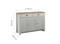 Birlea Highgate Grey And Oak Finish 2 Drawer 3 Door Sideboard Thumbnail