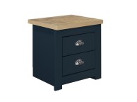 Birlea Highgate Navy Blue And Oak Finish 2 Drawer Bedside Thumbnail