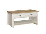 Birlea Highgate Cream And Oak Finish 2 Drawer Coffee Table Thumbnail