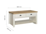 Birlea Highgate Cream And Oak Finish 2 Drawer Coffee Table Thumbnail