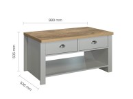 Birlea Highgate Grey And Oak Finish 2 Drawer Coffee Table Thumbnail