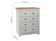 Birlea Highgate Grey And Oak Finish 4 Drawer Chest Thumbnail