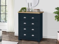 Birlea Highgate Navy Blue And Oak Finish 4 Drawer Chest Thumbnail