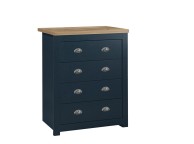 Birlea Highgate Navy Blue And Oak Finish 4 Drawer Chest Thumbnail