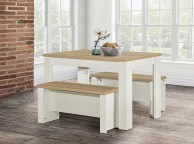 Birlea Highgate Cream And Oak Finish Dining Table And Bench Set Thumbnail