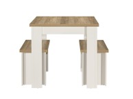 Birlea Highgate Cream And Oak Finish Dining Table And Bench Set Thumbnail