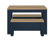 Birlea Highgate Navy Blue And Oak Finish Dining Table And Bench Set Thumbnail