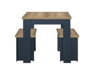 Birlea Highgate Navy Blue And Oak Finish Dining Table And Bench Set Thumbnail