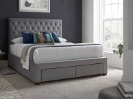 Kaydian Vindolanda 4ft6 Double Grey Velvet Fabric Bed With Drawers Thumbnail