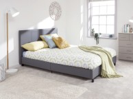 GFW Bed In A Box 4ft6 Double Grey Faux Leather Bed Frame Thumbnail