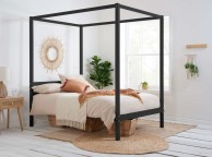 Birlea Mercia 4ft6 Double Black Wooden 4 Poster Bed Frame Thumbnail