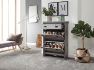 GFW Boston 2 Tier 1 Drawer Shoe Cabinet In Grey Thumbnail