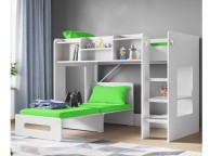 Flair Furnishings Wizard Junior White High Sleeper Bed With Green Futon Thumbnail