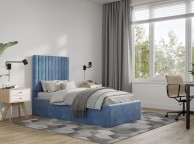 Flair Furnishings Verona Blue Fabric 3ft Single Ottoman Bed Thumbnail