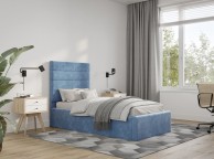 Flair Furnishings Florence Blue Fabric 3ft Single Ottoman Bed Thumbnail
