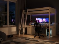 Noomi Tera White Wooden Gaming Highsleeper Bed Thumbnail