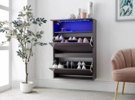 GFW Galicia Grey Gloss LED Wall Hanging Shoe Cabinet Thumbnail