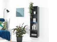 GFW Galicia Black Gloss LED Wall Hanging Shelf Unit Thumbnail