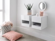 GFW Galicia White Gloss LED Pair Of Wall Hanging Bedsides Thumbnail