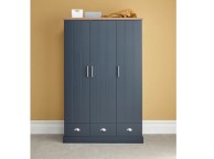 GFW Kendal 3 Door 3 Drawer Wardrobe In Slate Blue Thumbnail