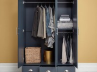 GFW Kendal 3 Door 3 Drawer Wardrobe In Slate Blue Thumbnail