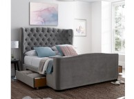 Julian Bowen Downton 5ft Kingsize Slate Grey Velvet Fabric Storage Bed Thumbnail