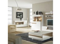 FTG Chelsea Living Designer Coffee Table in white with a Truffle Oak Trim Thumbnail