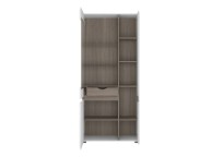 FTG Chelsea Living Tall Glazed Wide Display unit (RHD) in white with an Truffle Oak Trim Thumbnail