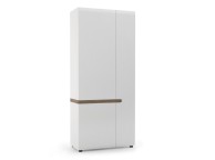 FTG Chelsea Bedroom 2 Door Wardrobe in white with an Truffle Oak Trim Thumbnail