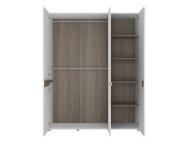 FTG Chelsea Bedroom 3 Door Wardrobe in white with an Truffle Oak Trim Thumbnail