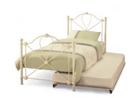 Serene Lyon 3ft  Single Ivory Gloss Metal Guest Bed Frame Thumbnail