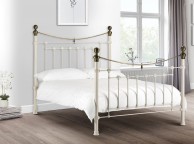 Julian Bowen Victoria 4ft6 Double Stone White Metal Bed Frame Thumbnail