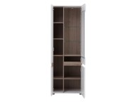 FTG Chelsea Living Tall Glazed Narrow Display unit (RHD) in white with an Truffle Oak Trim Thumbnail