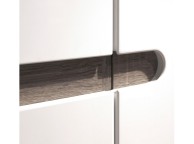 FTG Chelsea Living Tall Glazed Narrow Display unit (RHD) in white with an Truffle Oak Trim Thumbnail