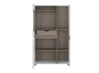 FTG Chelsea Living Low Display Cabinet 85cm wide in white with an Truffle Oak Trim Thumbnail
