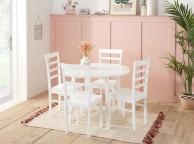 Birlea Pickworth Round Dining Set With 4 Upton Chairs In White Thumbnail