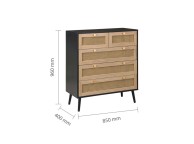 Birlea Croxley Rattan And Black Finish 5 Drawer Chest Thumbnail