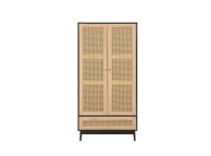 Birlea Croxley Rattan And Black Finish 2 Door 1 Drawer Wardrobe Thumbnail