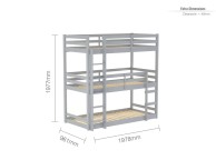 Birlea Tressa 3ft Single Grey Wooden Triple Bunk Bed Thumbnail